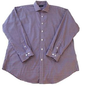 MEN’S Esquire Performance Slim Fit Non-Iron Gingham Button Down Size 17.…